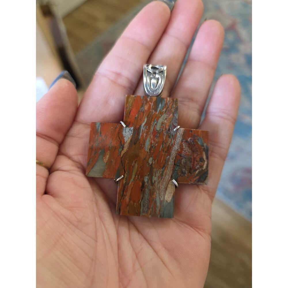 Jay King Dtr Large Cross Charm .925 Orange Open Hook